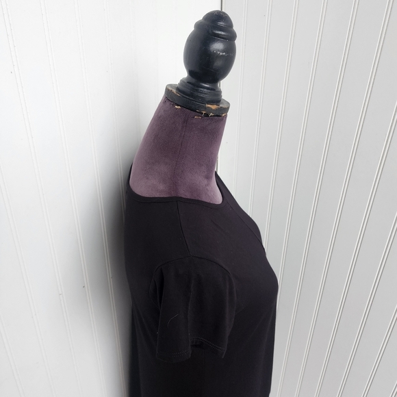 Black Tie Front Short Sleeve Asymmetrical Tunic - Picture 8 of 12